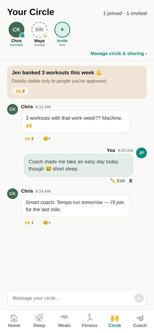 The Care Circle screen